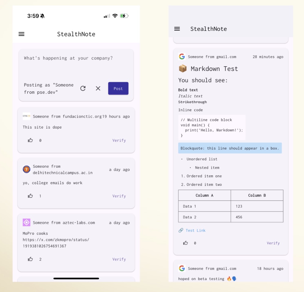 Hackathon Stealthnote Mobile